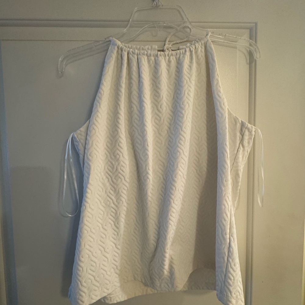 J. McLaughlin Cream Asymmetrical Cut Out Blouse